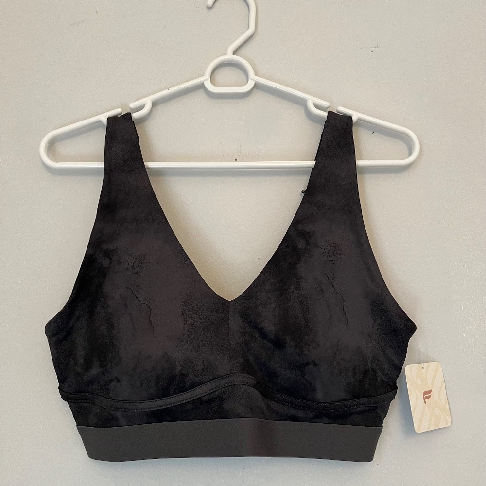 Fabletics All Day Every Day Bra, Onyx Smudge, Size M